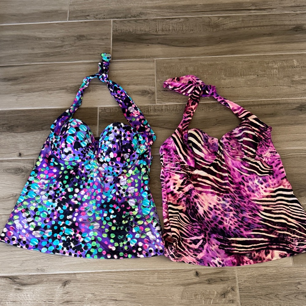Smart & Sexy 38D lot of 2 halter tie neck Tankini Tops